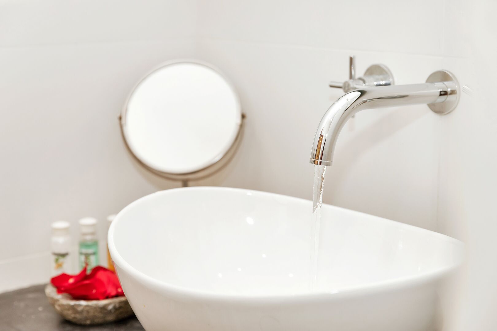 White bathroom sink in the two-bedroom villa at Windhoek boutique resort Bonaire