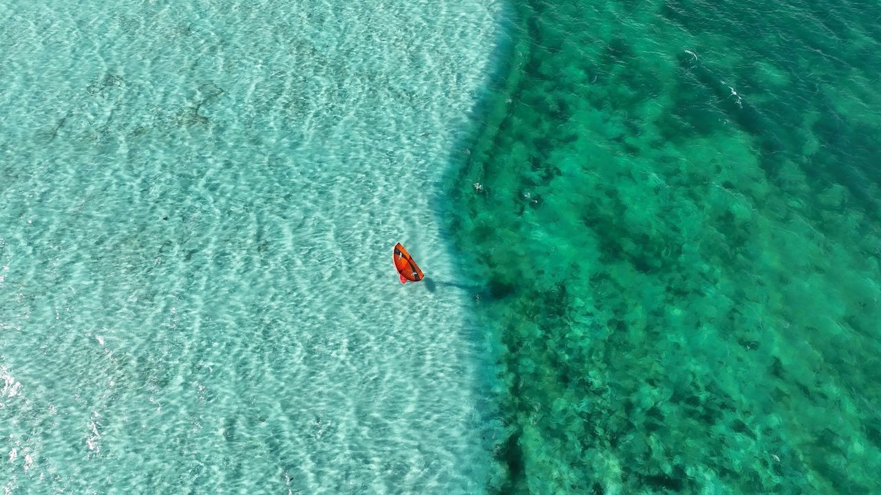 Arial view wingfoiler lacbay bonaire