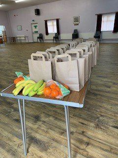 Packed lunches ready for collection at Newton Community Centre