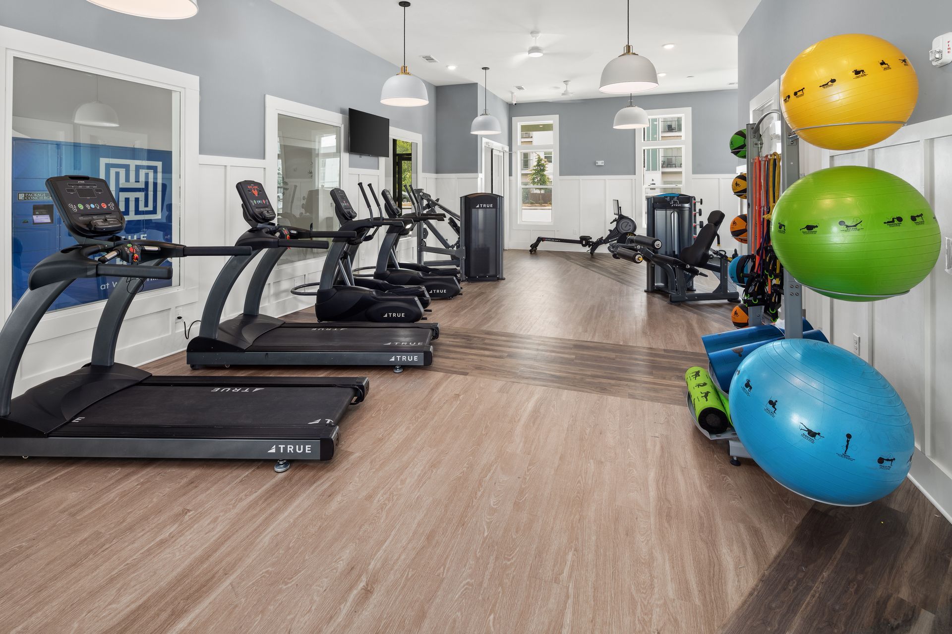 Fitness center at The Harrison at Windsor Hill in North Charleston, SC.