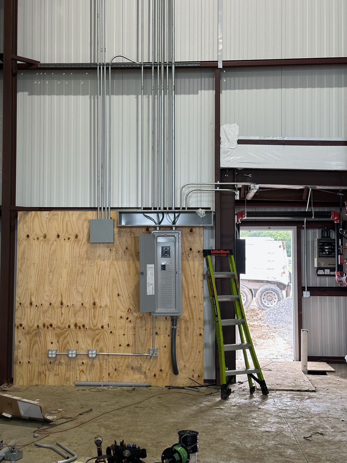 electrical panel and conduit.