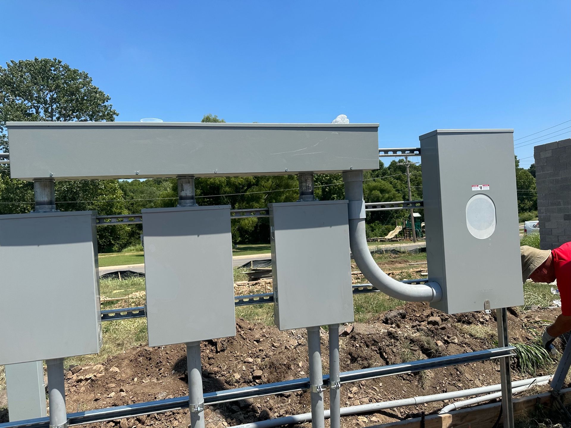 A row of electrical panels.