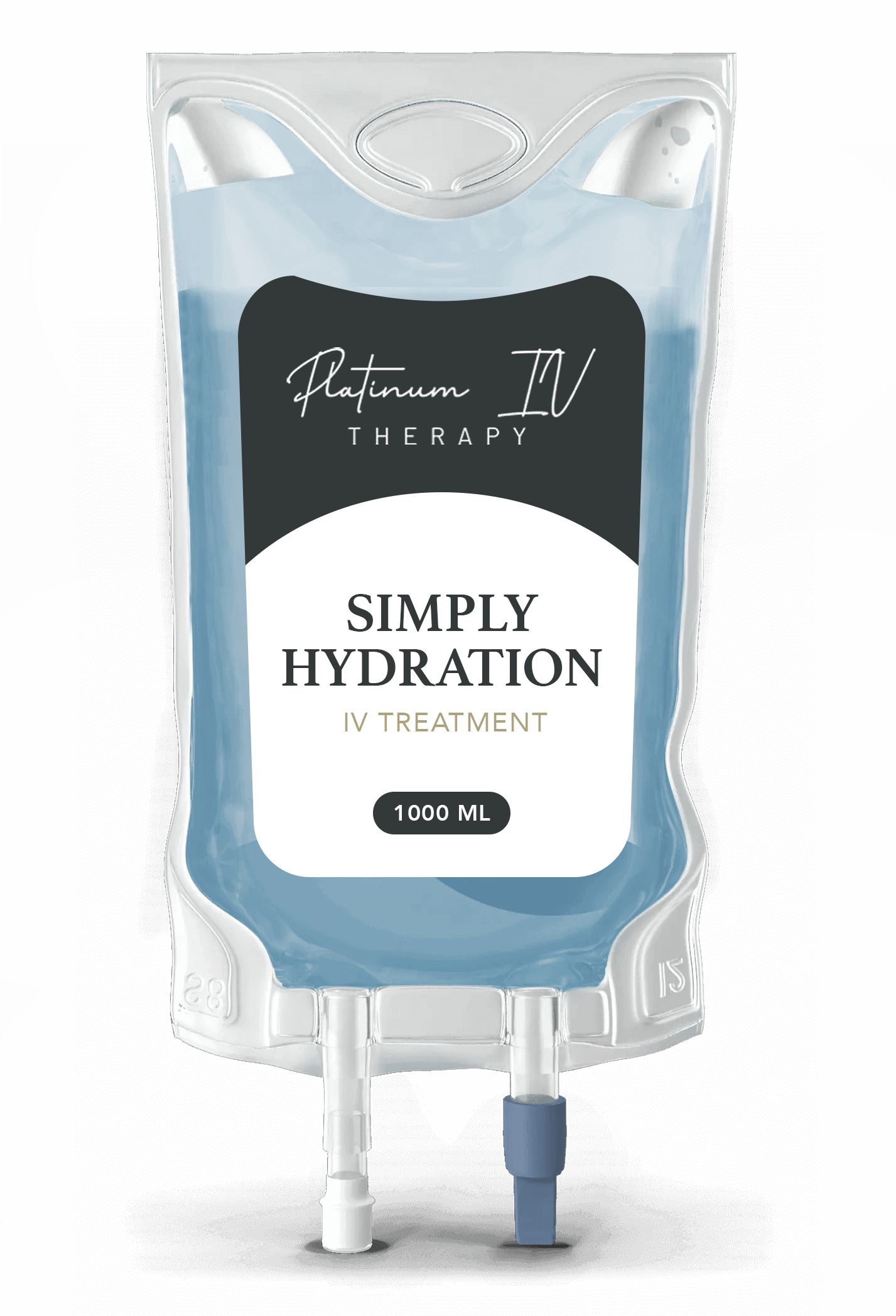 A bag of simply hydration is sitting on a table.