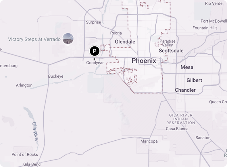 A map showing the location of phoenix in arizona