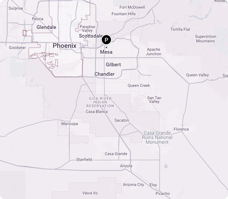 A map showing the location of phoenix in arizona