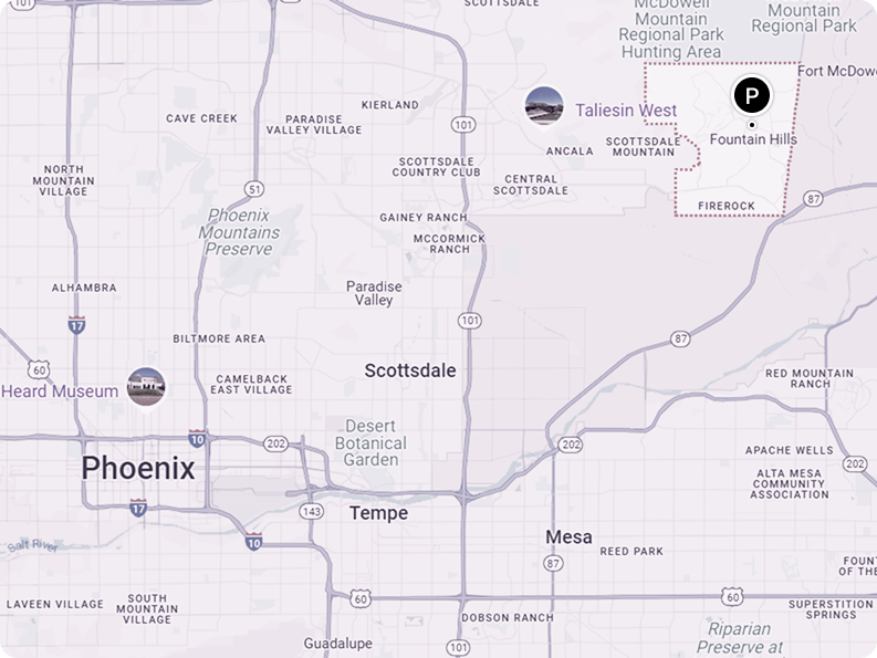A map showing the location of phoenix and tempe