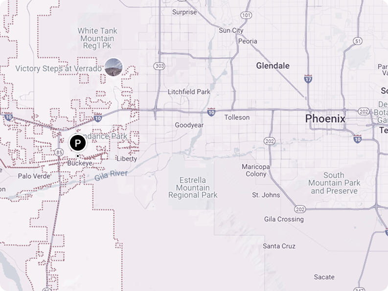 A map showing the location of phoenix and surrounding areas