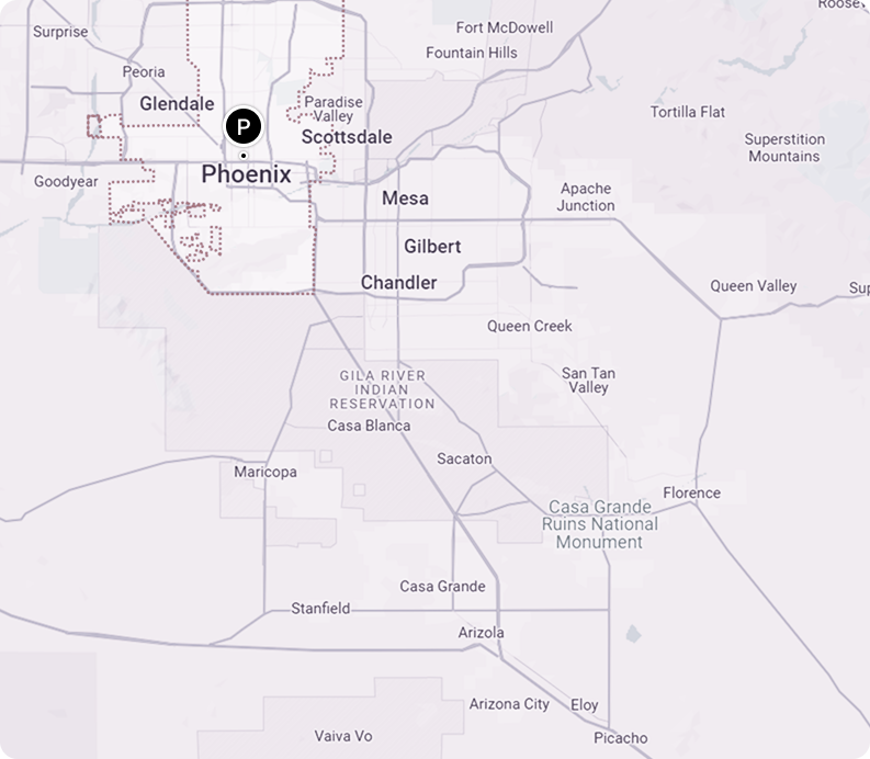 A map showing the location of phoenix in arizona