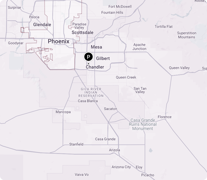 A map showing the location of phoenix in arizona