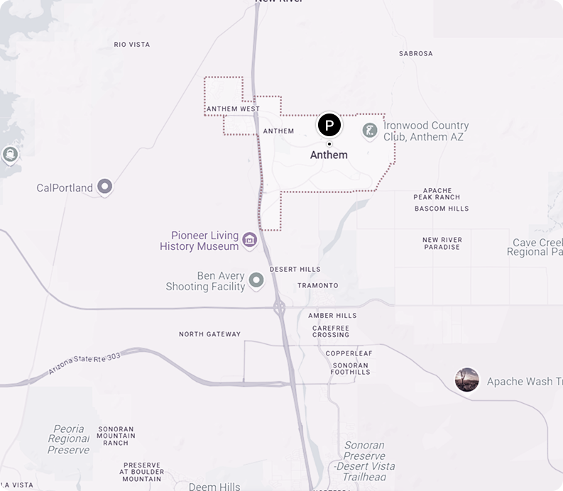 A map showing the location of a museum in arizona