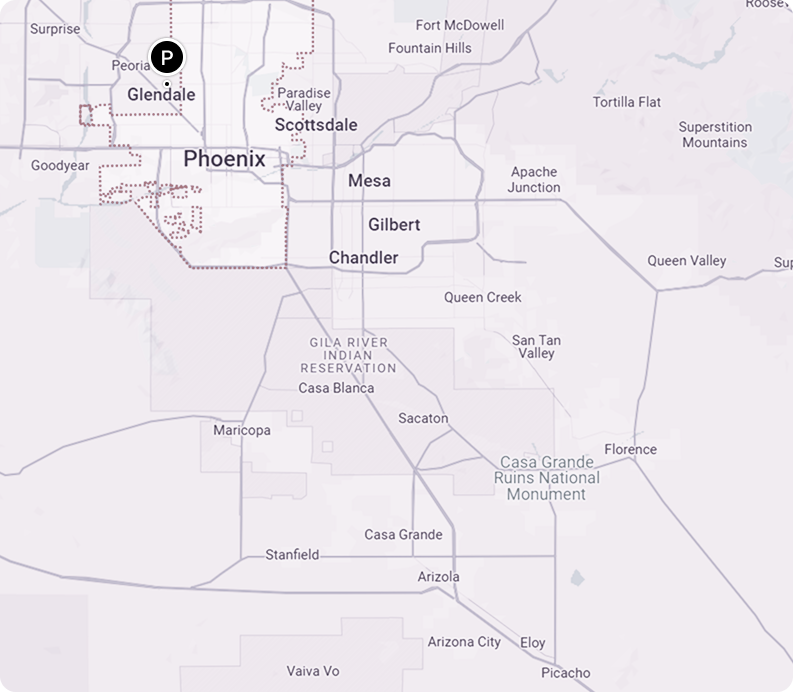 A map showing the location of phoenix in arizona