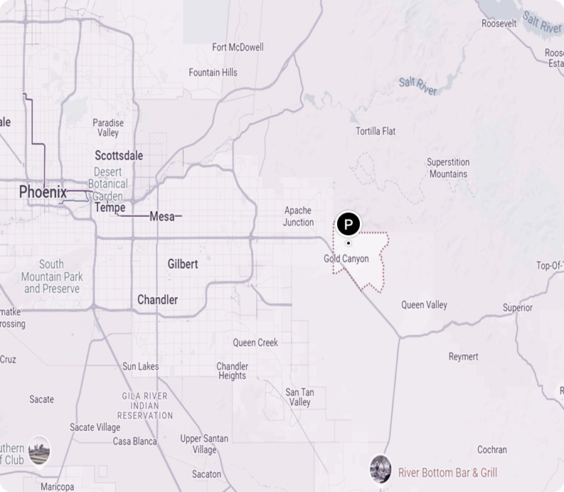 A map of phoenix shows the location of the river bottom bar & grill