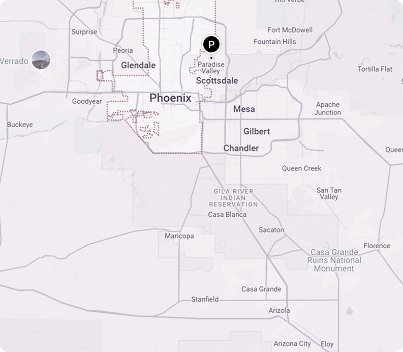 A map showing the location of phoenix in arizona