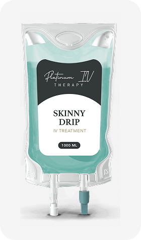 A bag of skinny drip is sitting on a white surface.