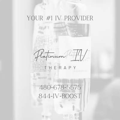 A black and white poster for platinum iv therapy.