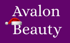 A purple background with white text that says avalon beauty