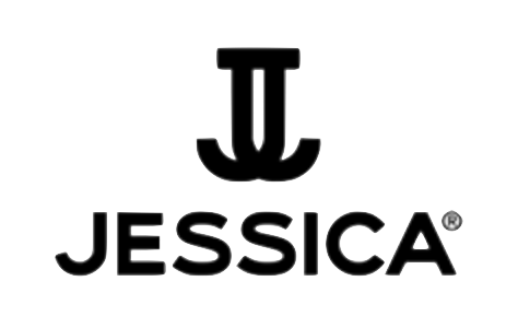 The logo for jessica is black and white and looks like an anchor.