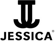 A black and white logo for jessica is on a white background.