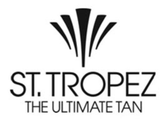 A black and white logo for st.tropez the ultimate tan
