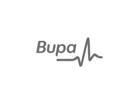 A logo for a company called bupa with a heartbeat.