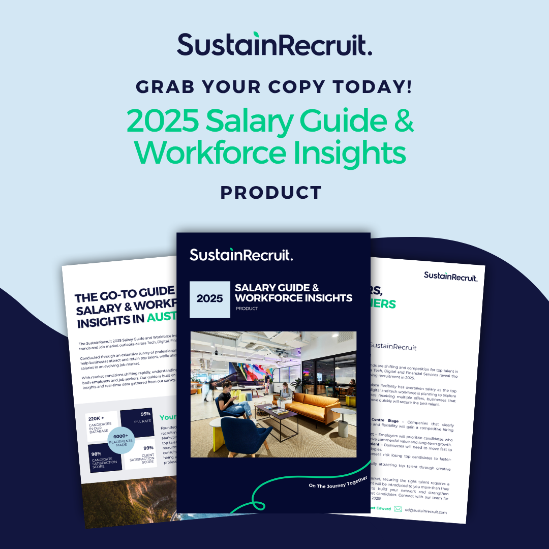 A poster for the 2025 salary guide and workforce insights