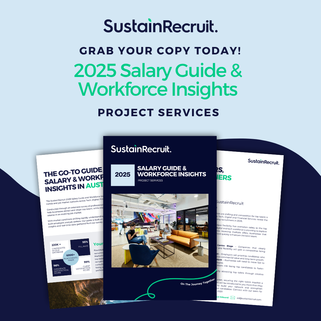 A poster for the 2025 salary guide and workforce insights