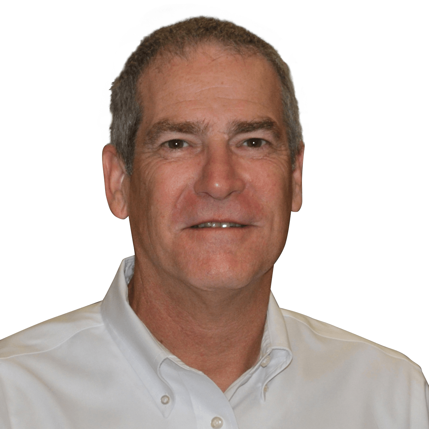 A man in a white shirt is smiling for the camera