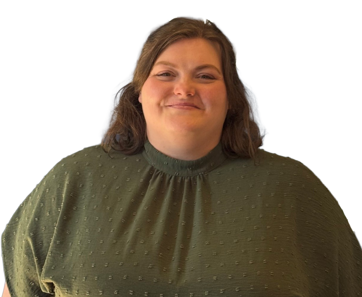 A woman in a black shirt is smiling for the camera