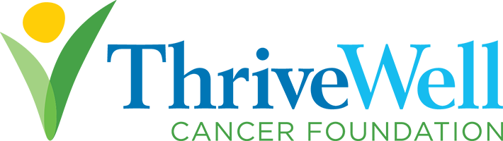 A logo for the thrivewell cancer foundation