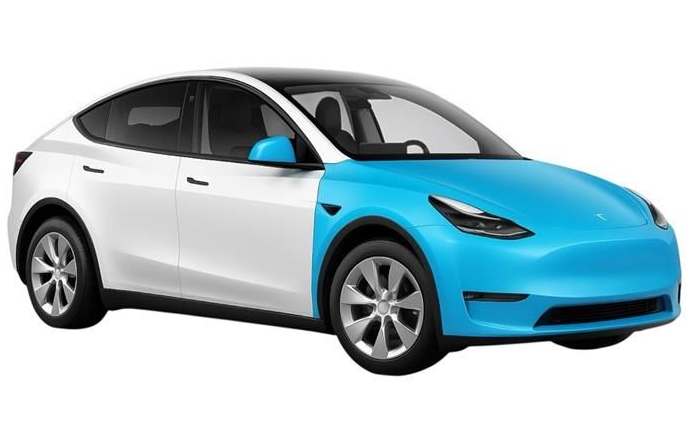 Car being wrapped in clear protective film, in a brightly lit garage.