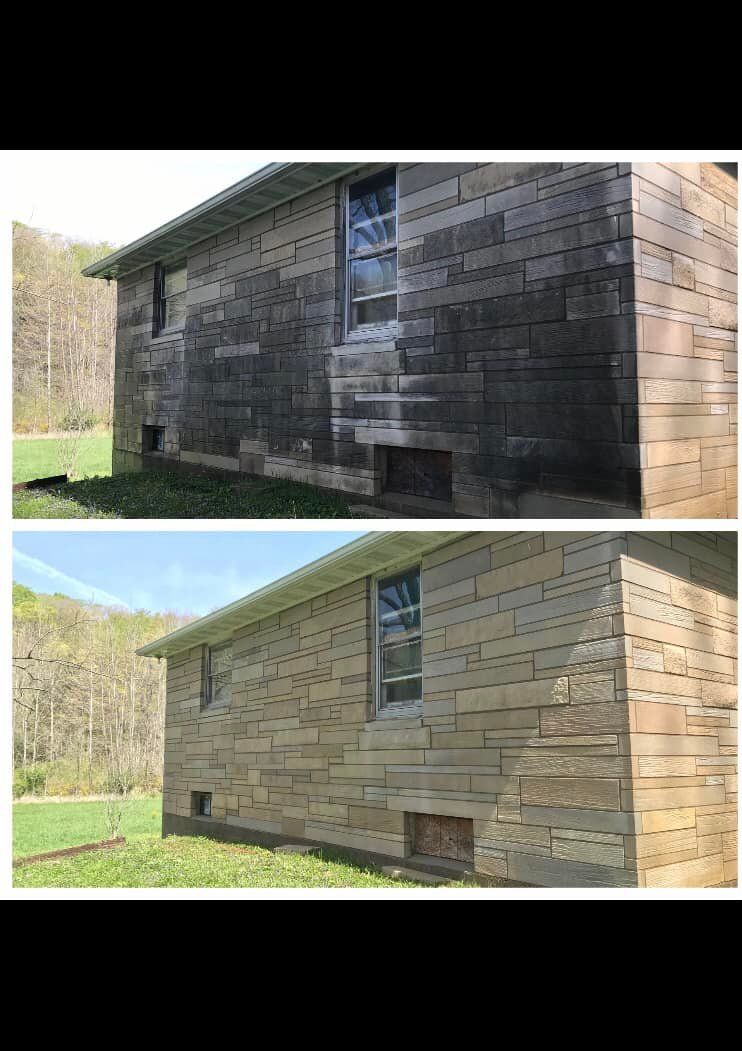 Brick House Before And After Cleaning — Salem, IN — A & S Pressure Washing & Soft Washing
