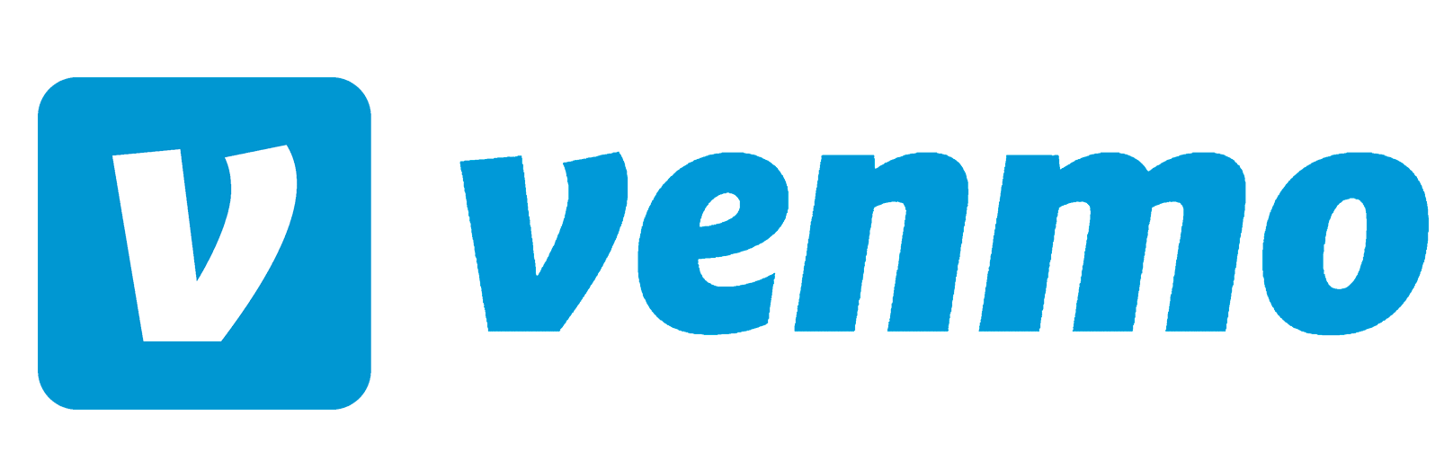 A blue and white logo for venmo on a white background