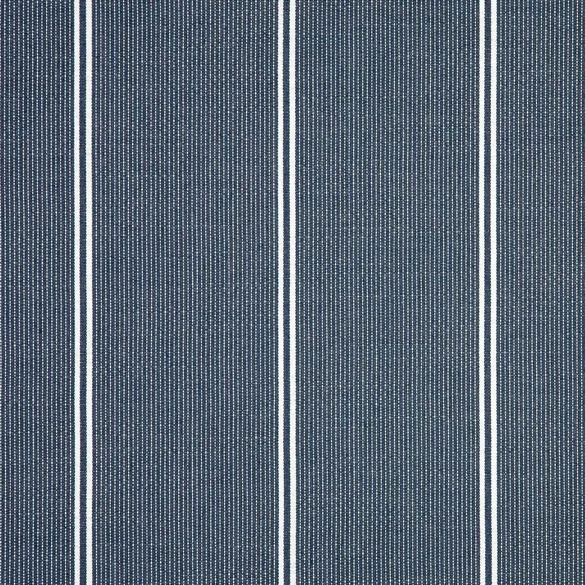 A close up of a blue and white striped fabric.