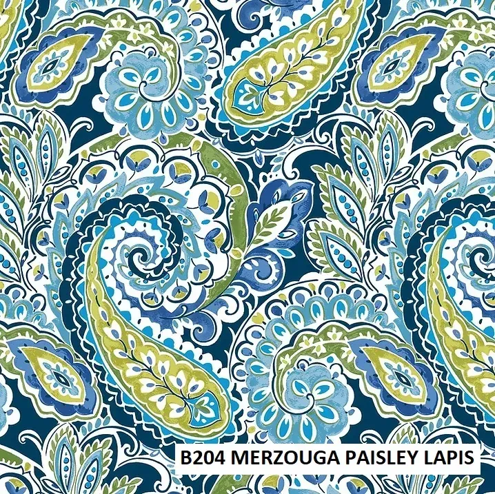 FABRIC CLOSE-UP OF CUSHION COLOR B204 - MERZOUGA PAISLEY LAPIS