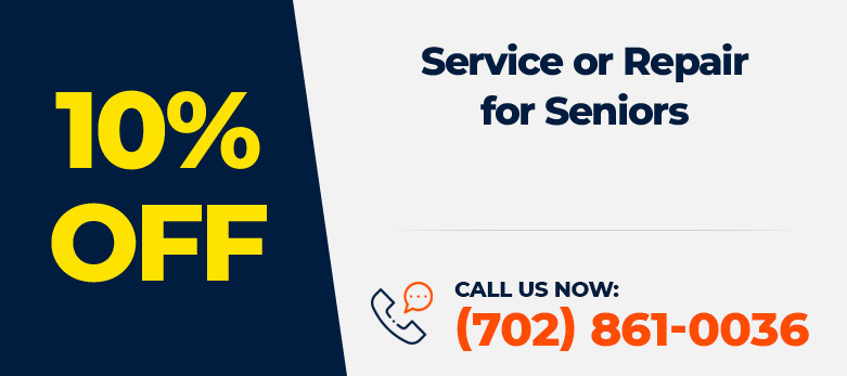 A blue and white sign that says 10% off service or Repair for Seniors