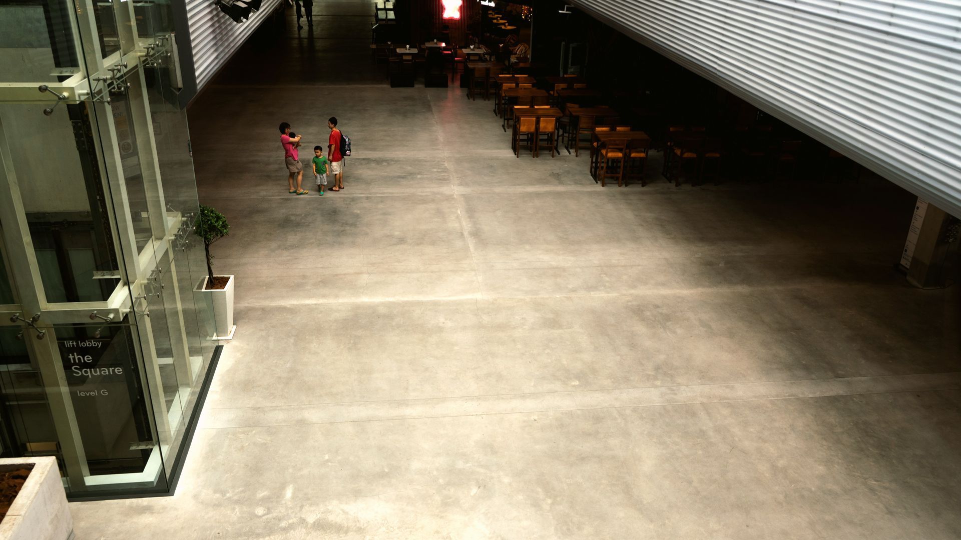 Bright white office with desk, computer, chair, plant, and trash can.