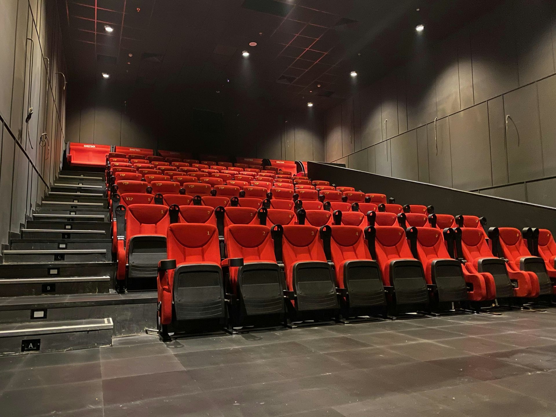 Warehouse interior with forklifts moving pallets, rows of storage racks, and concrete floor.