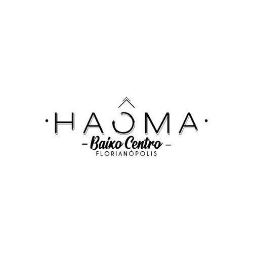 A black and white logo for haoma - baixo centro florianopolis.