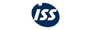 הלוגו של ISS הוא עיגול כחול עם אותיות לבנות על רקע לבן.