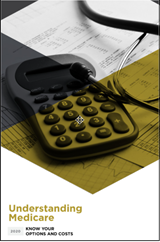 A calculator and a stethoscope are on the cover of a book titled understanding medicare