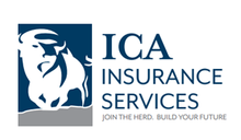 ICA Insurance Services logo with white bull in blue square, text 