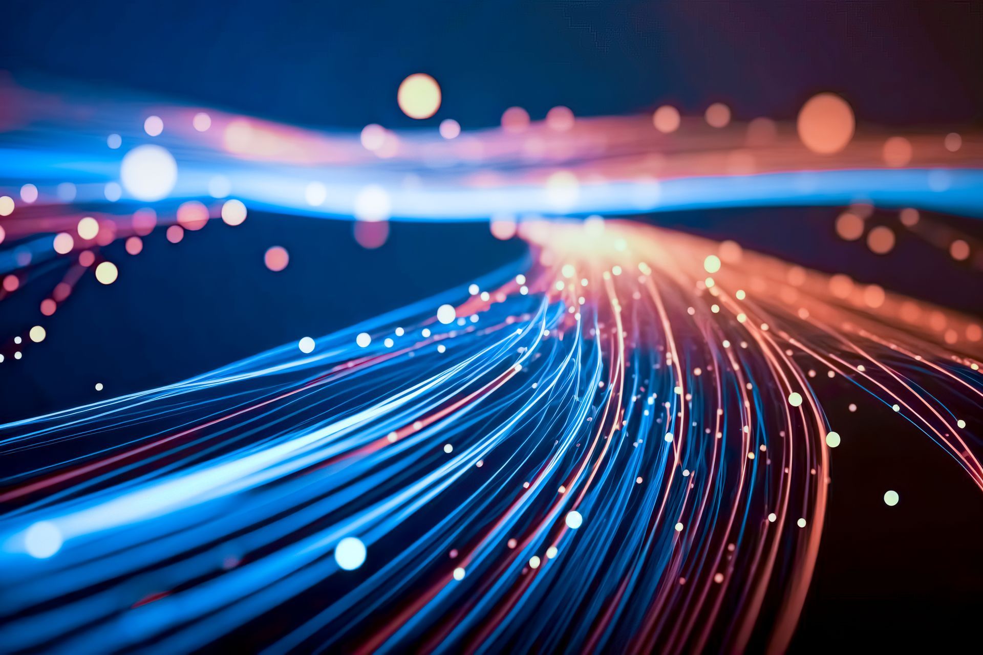 Une image générée par ordinateur d'une fibre optique brillante.