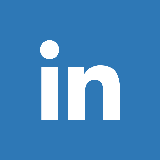 A white linkedin logo on a blue background