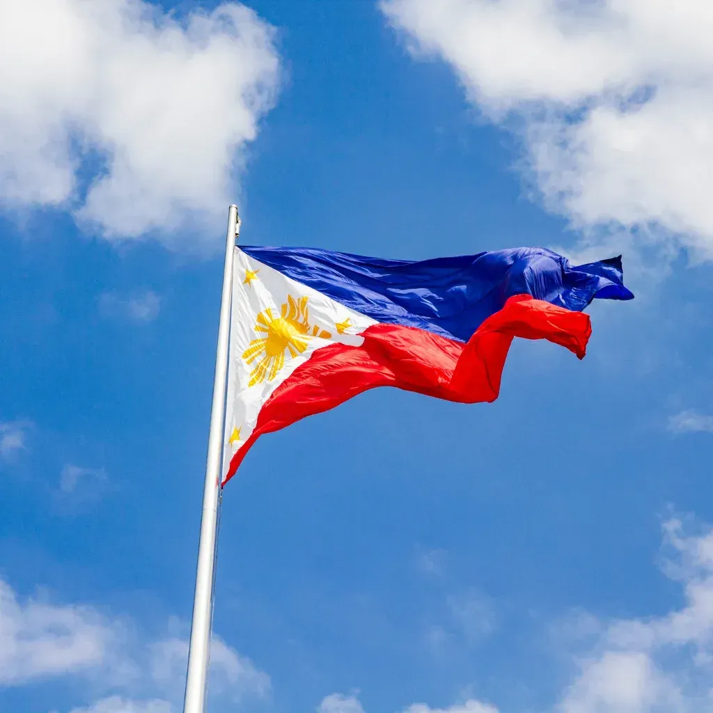 The flag of the philippines is waving in the wind