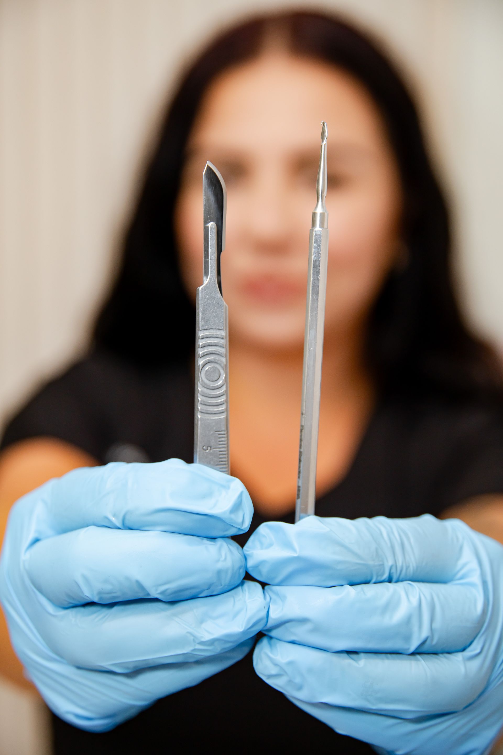 a woman holding tools