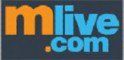 A blue and orange logo for mlive.com