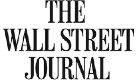 The logo for the wall street journal is black and white.