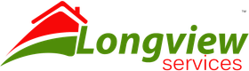 A red , green and white logo for longview services