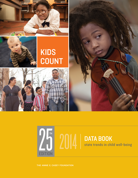 The cover of the kids count data book for 2014
