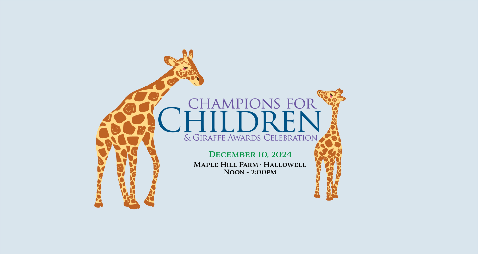 A logo for champions for children with two giraffes